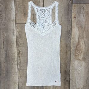 Vtg Y2k Hollister Womens Babydoll Lace Trim Racerback Cami Sz M Preppy Coquette